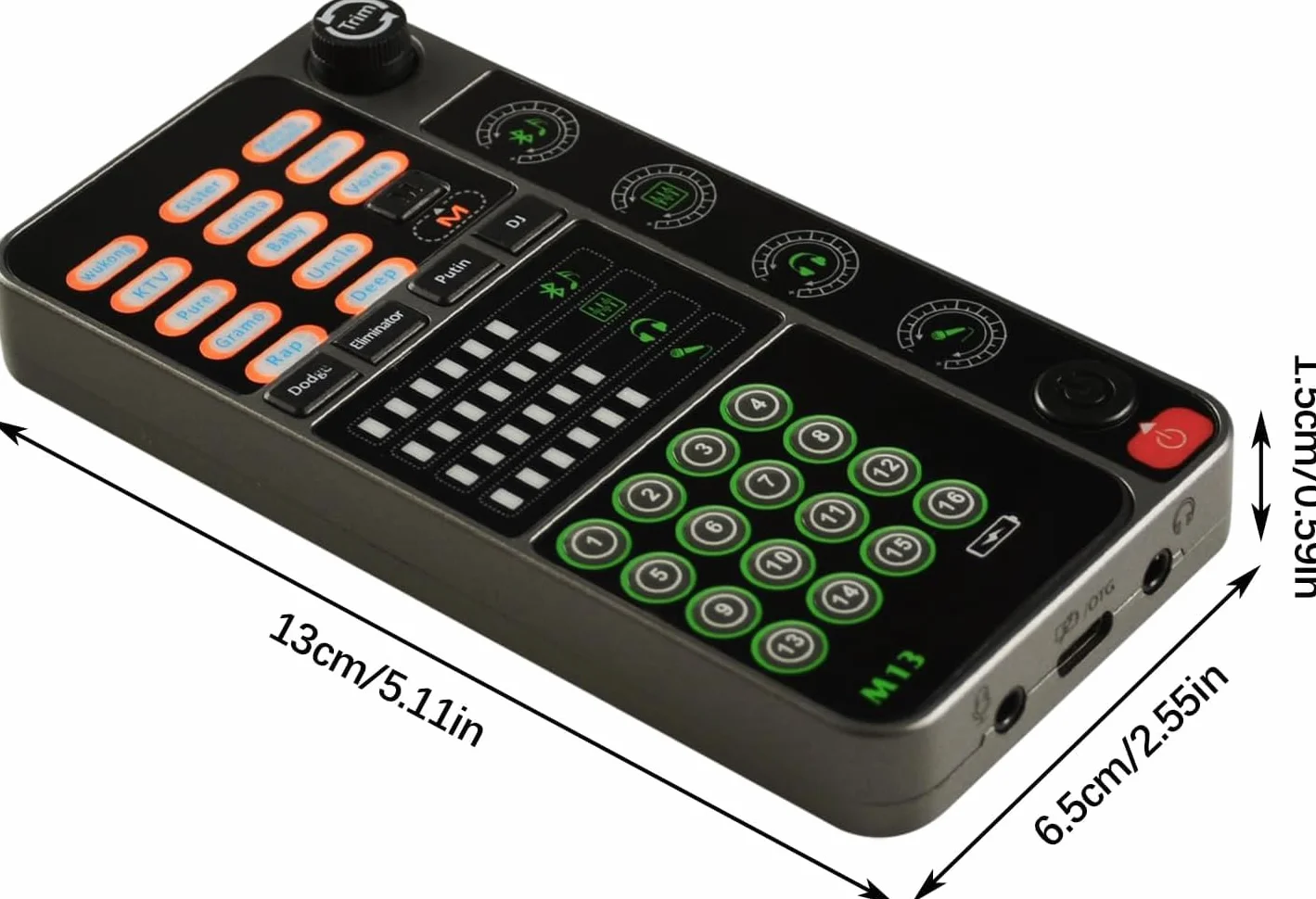 Flylin Changeur de voix portable microphone modulateur 16 effets sonores enregistrement jeu