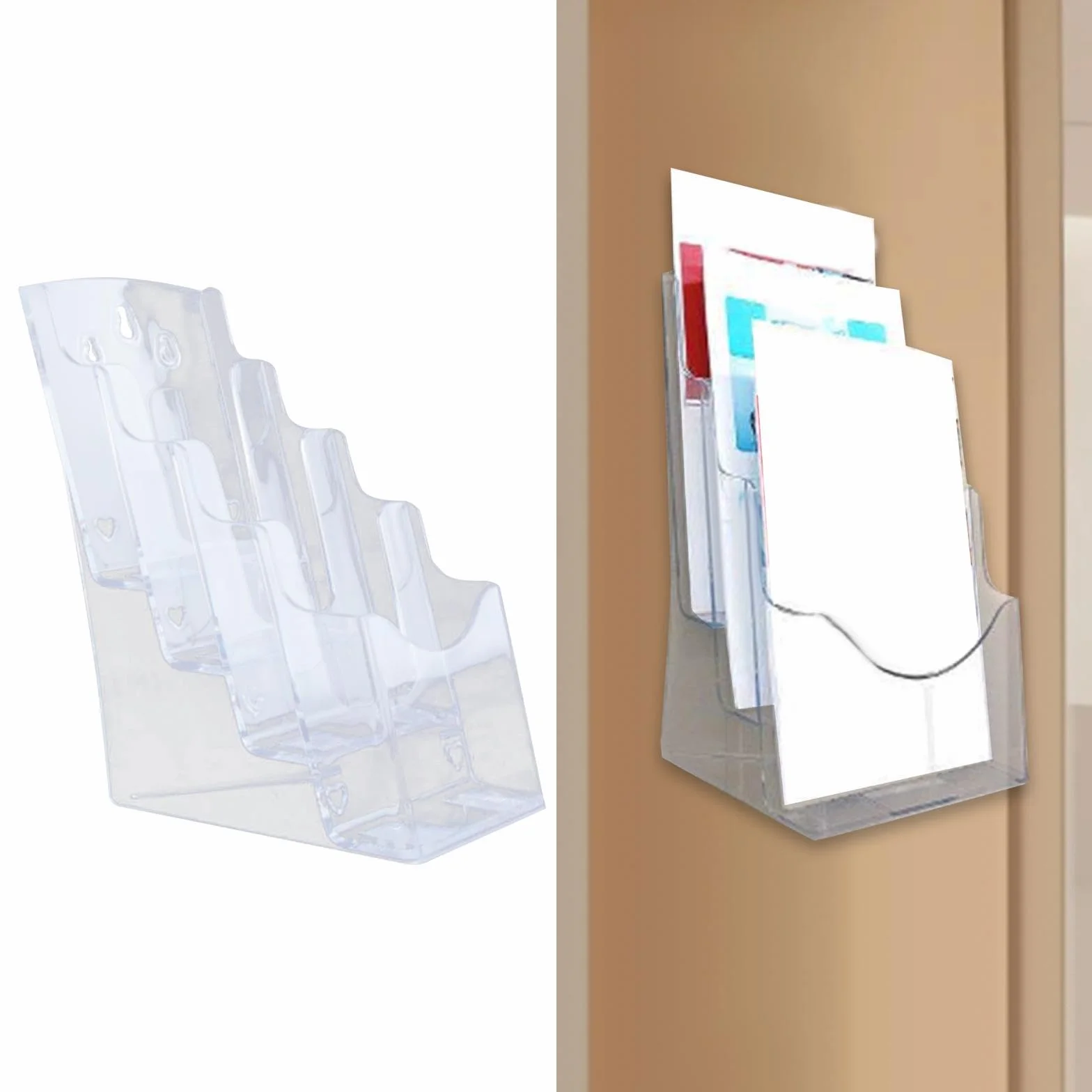 MagiDeal Présentoir de brochures en acrylique A6 4 niveaux porte-revues