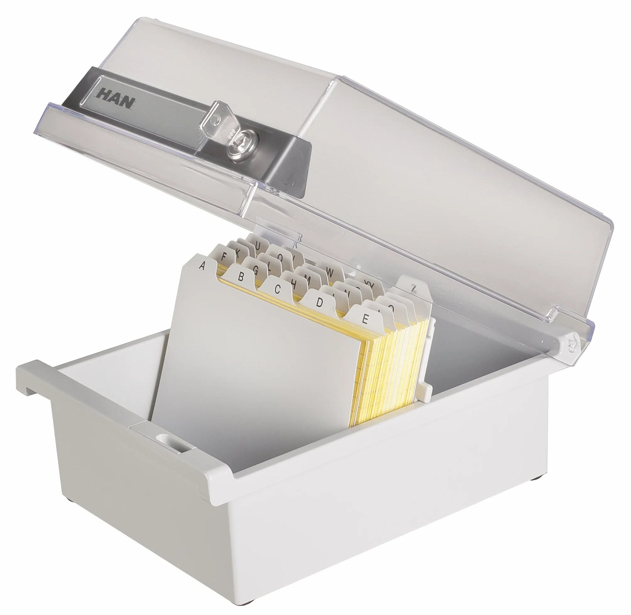 HAN 966-S-631 Boîte à fiches Collection spéciale A6 horiz pour 800 fiches avec serrure gris clair translucide