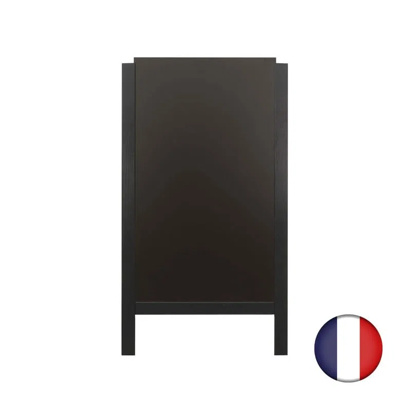 Chevalet stop trottoir avec 2 ardoises amovibles cadre bois noir dimensions 117 x 60 cm