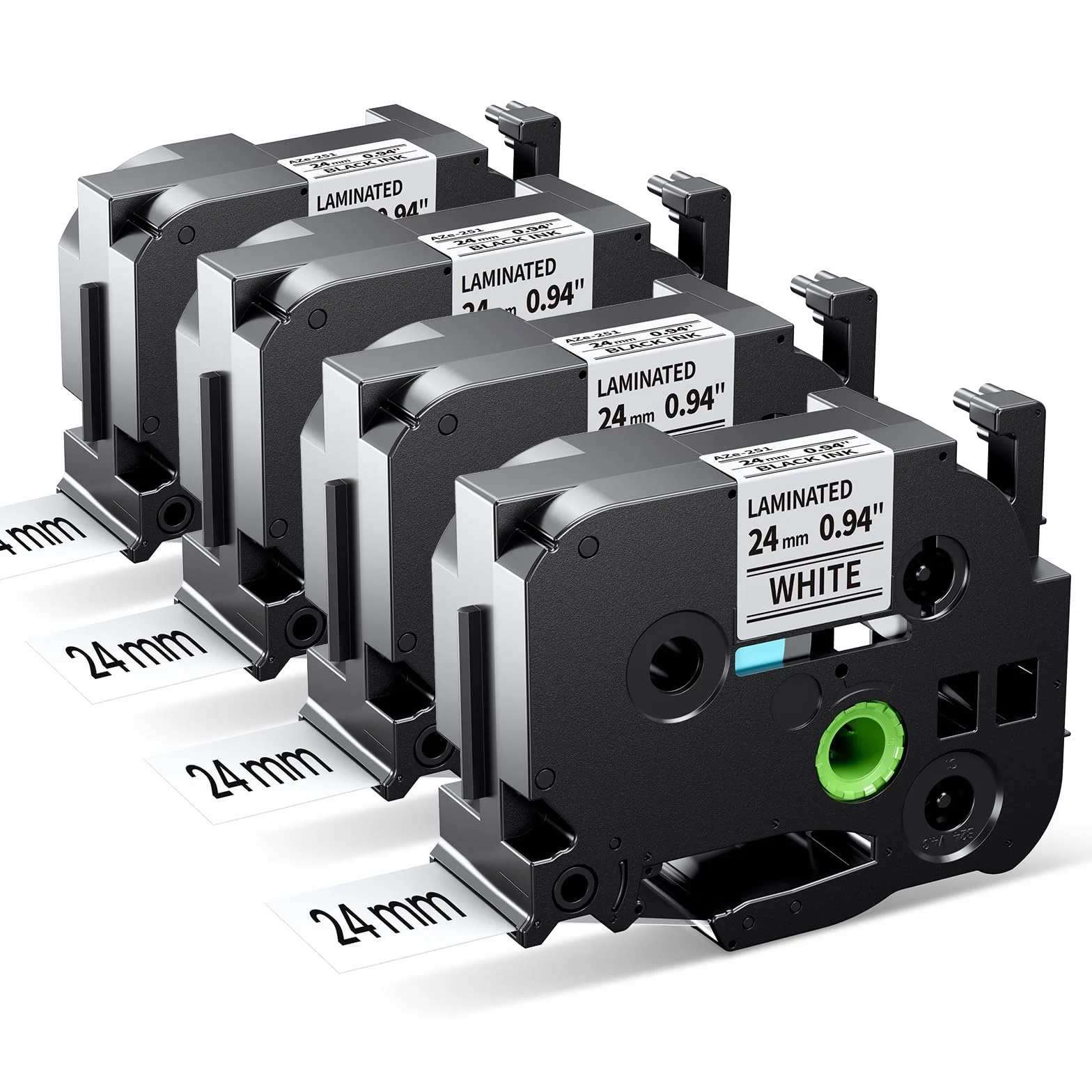 MarkField TZe-251 24mm Ruban Compatible Brother P-touch Noir sur Blanc TZ TZe251 0.94" Cassette 4 Pack
