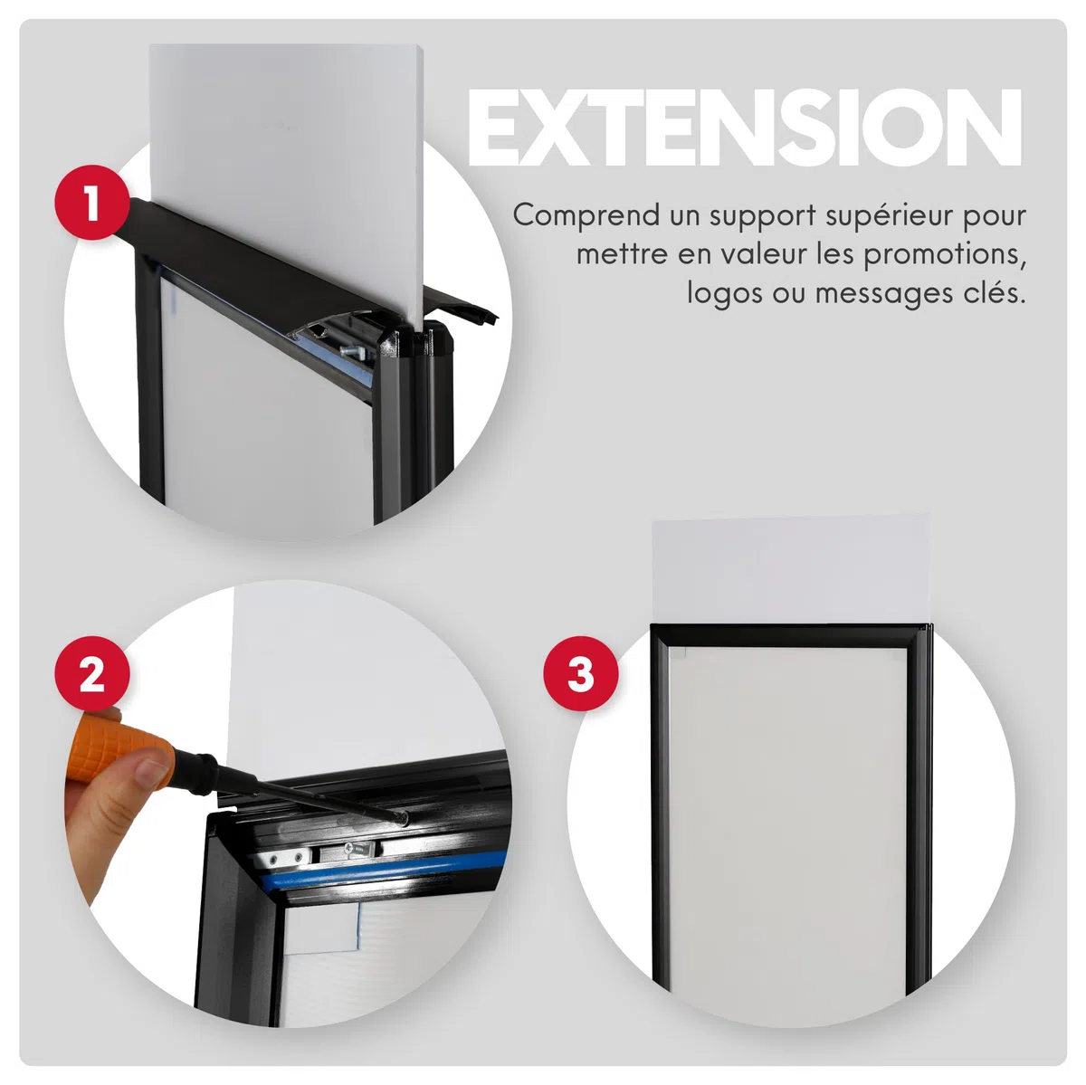 Stop Trottoir - Chevalet Publicitaire en Trottoir pour Extérieur, Cadre Clic en Aluminium 44 mm, Affichage Recto-Verso, Format A0, Couleur Noir - Idéal pour Extérieur et Intérieur
