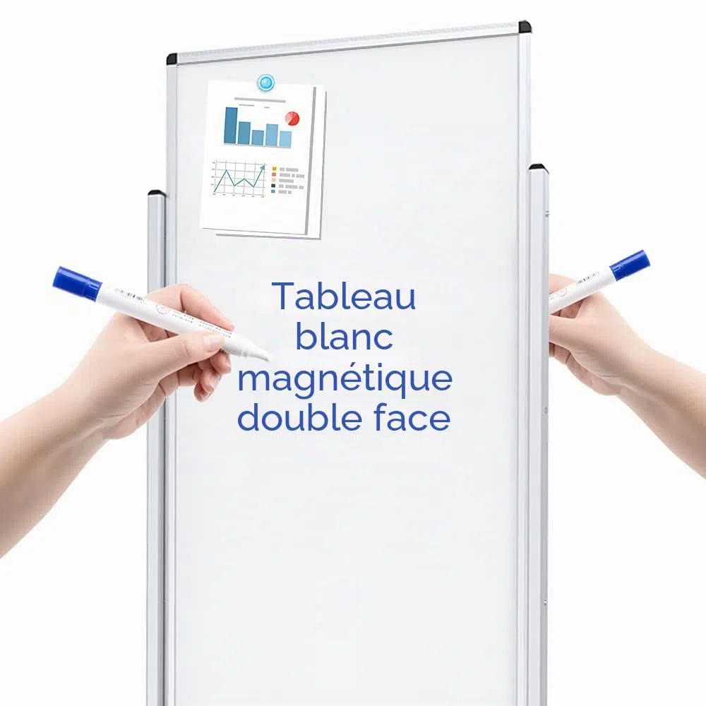 Viz-Pro Support magnétique double face pour tableau blanc Cadre et support en aluminium 1200 x 600 mm