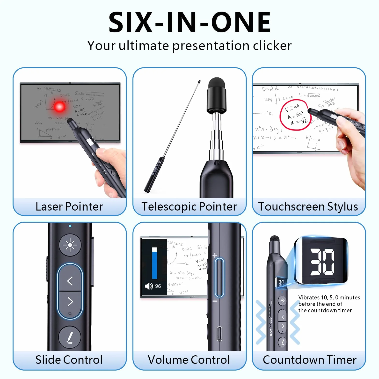 Norwii N21 Clicker de Présentation Bluetooth avec Pointeur Télescopique, Télécommande pour PowerPoint