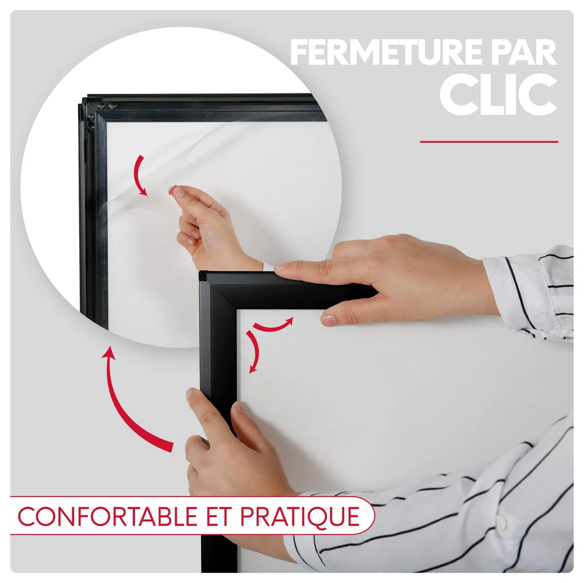 Stop Trottoir - Chevalet Publicitaire en Trottoir pour Extérieur, Cadre Clic en Aluminium 44 mm, Affichage Recto-Verso, Format A0, Couleur Noir - Idéal pour Extérieur et Intérieur