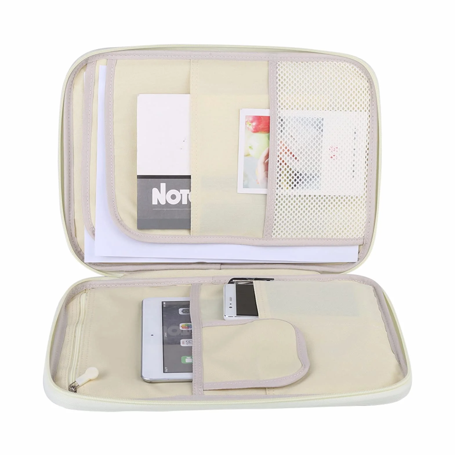 Pochette De Voyage Multifonction A4 Imperméable Oxford Cloth Sac Certificat Documents Avec Fermeture éclair étanche Organizer Passeport Conference Folder Noir