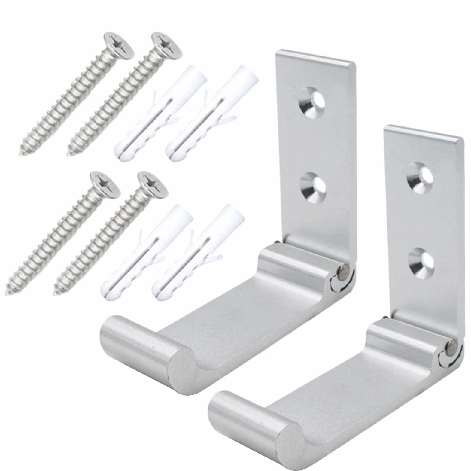 Crochets muraux pliables en alliage d'aluminium 90° Lot de 2 argenté