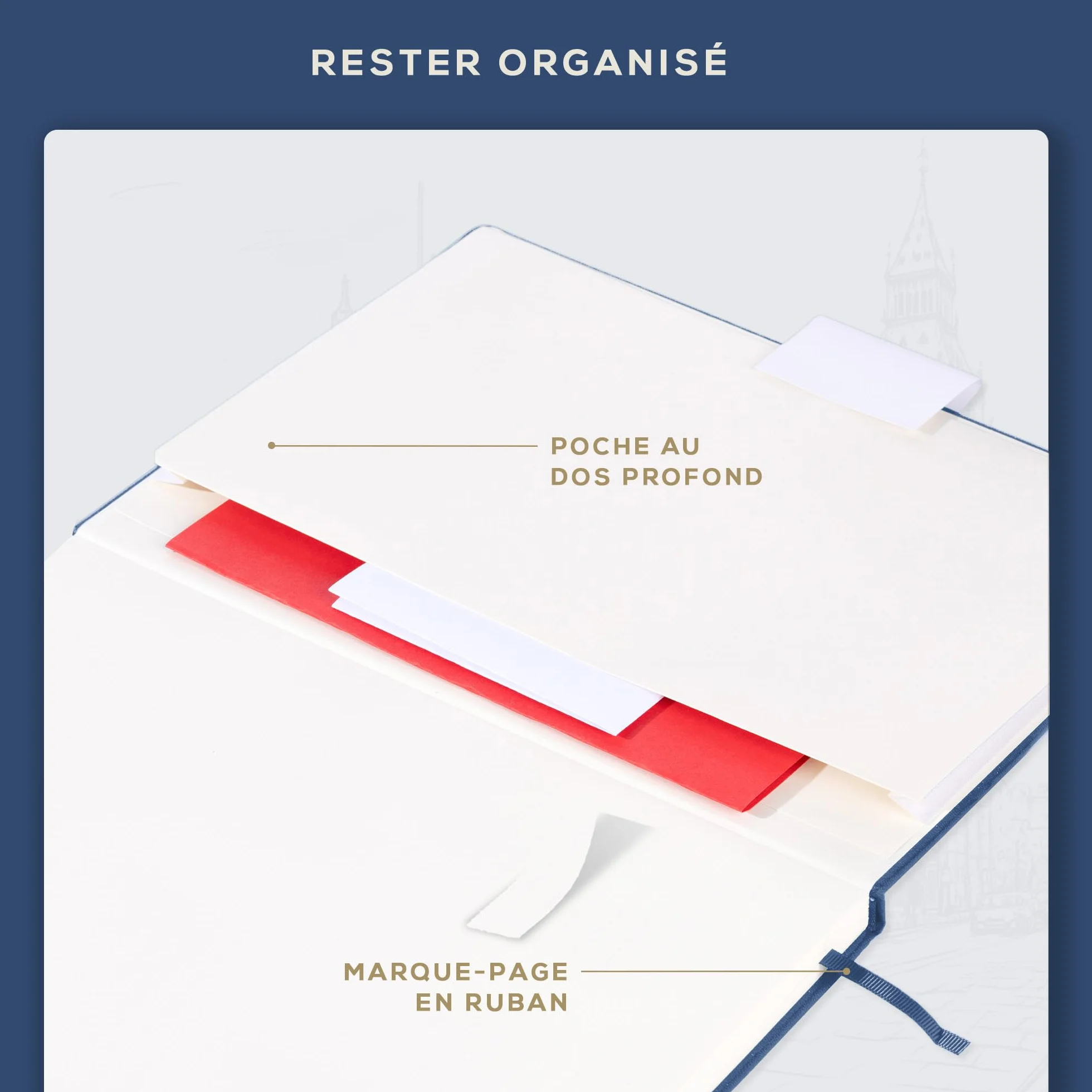 Beechmore Books Carnet de Notes Lignées XL A4 Bleu Marine Couverture Rigide Cuir Vegan Papier Ligné 120 g/m²