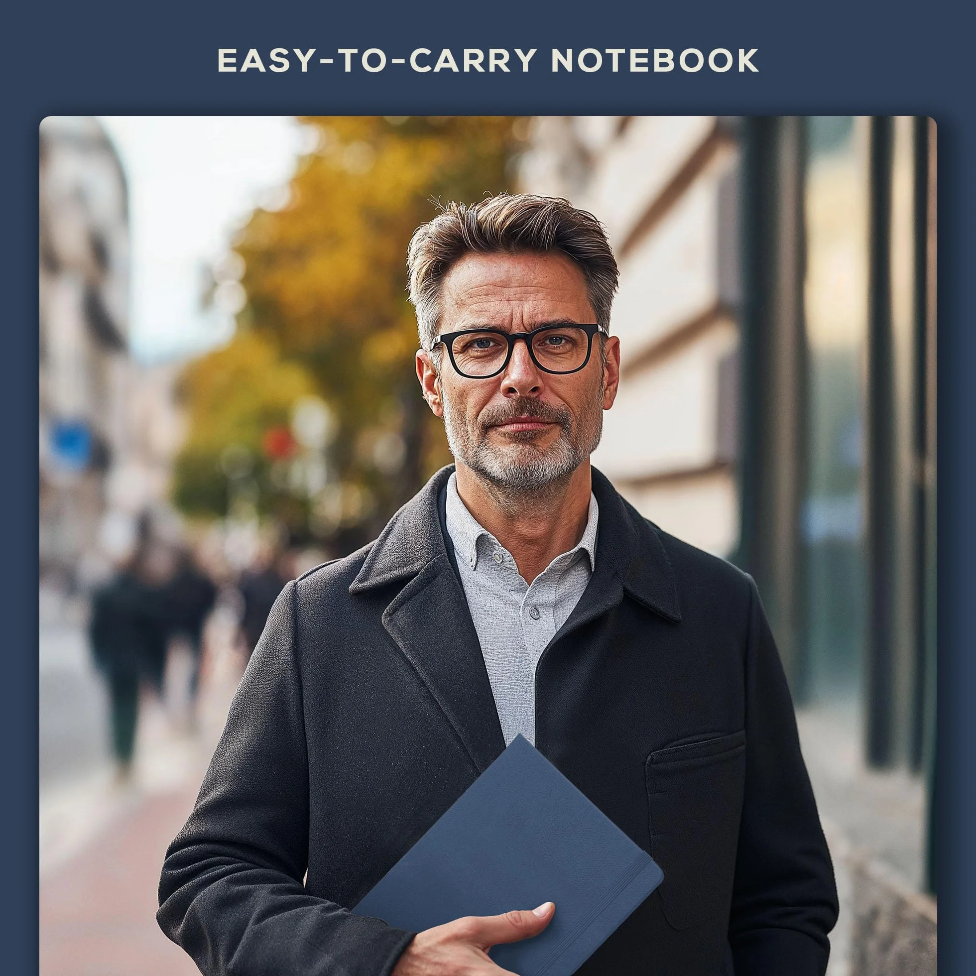 Beechmore Books Carnet de Notes Lignées XL A4 Bleu Marine Couverture Rigide Cuir Vegan Papier Ligné 120 g/m²