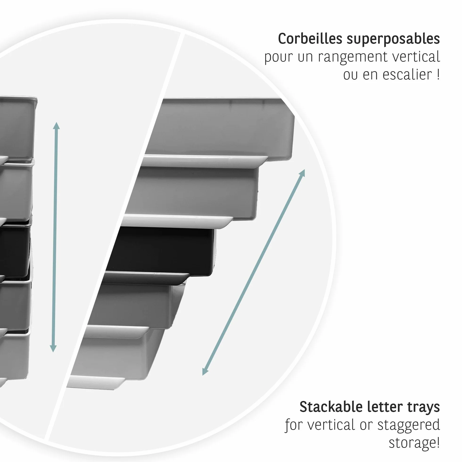 CEP Lot 5 Corbeilles à courrier Banette Organiseur Energy Gloss Rangement Bureau Papier A4 24x32cm
